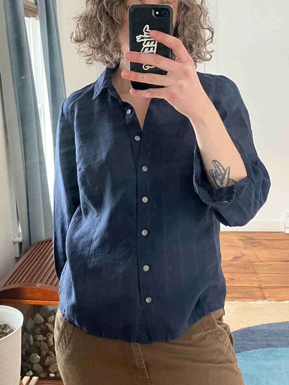 J.Jill navy button-down top, size S